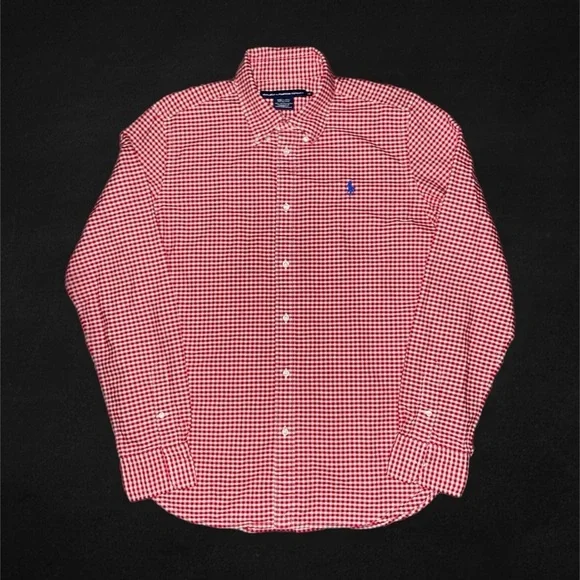 Vintage 90s Ralph Lauren Sport Checked Button Down Polo Shirt - Picture 1 of 5